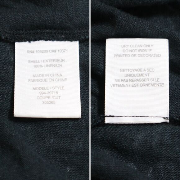 Joie Size S 100% Linen Henley Peasant Blouse Slub Knit Washed Black - Picture 9 of 9